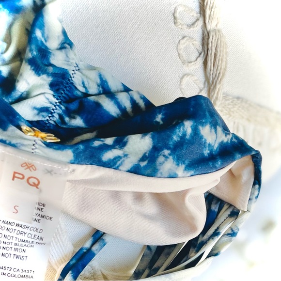 PQ PilyQ Swim | S | Isla Full Deep Soul Teal Tie Dye Full Ruched Bikini Bottoms - Picture 8 of 11